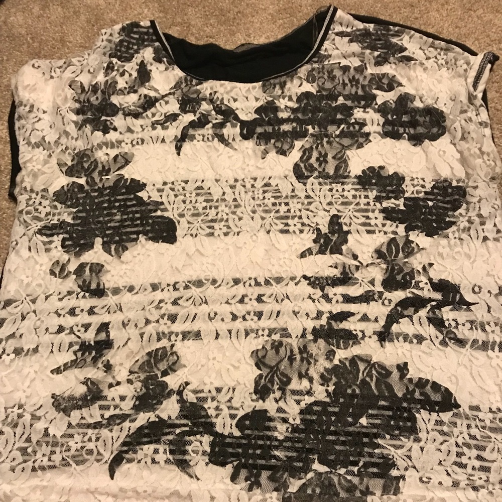 Black and white lace dressy T-shirt